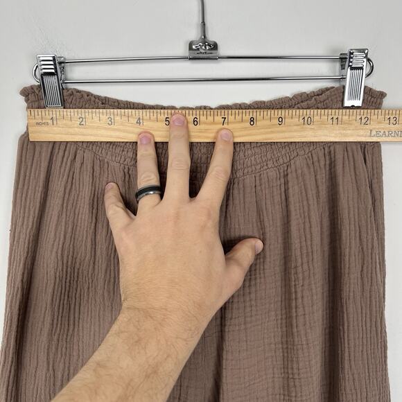Revolve Bobi Los Angeles Sz Small Gauze Wide Leg Pants Mauve Tan 100% Cotton - Picture 3 of 9